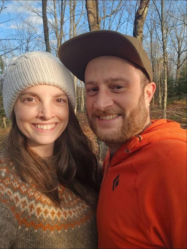 Melissa and Phil in the fall forest in Quebec